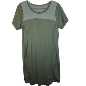 Columbia short sleeve T-shirt dress sz M green pockets crewneck lightweight